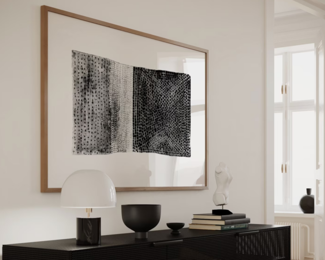 elegant room with downloadable art print on the wall